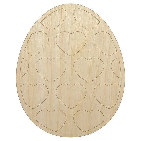 Egg with Hearts Wood Shape Unfinished Piece Cutout Craft DIY Projects - 4.70 Inch Size - 1/8 Inch Thick
