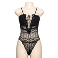 thumbnail image 2 of Encantador Body de encaje para mujer Ropa interior de malla con vendaje en V profundo, Negro, L Inevent XX000221-06, 2 of 7
