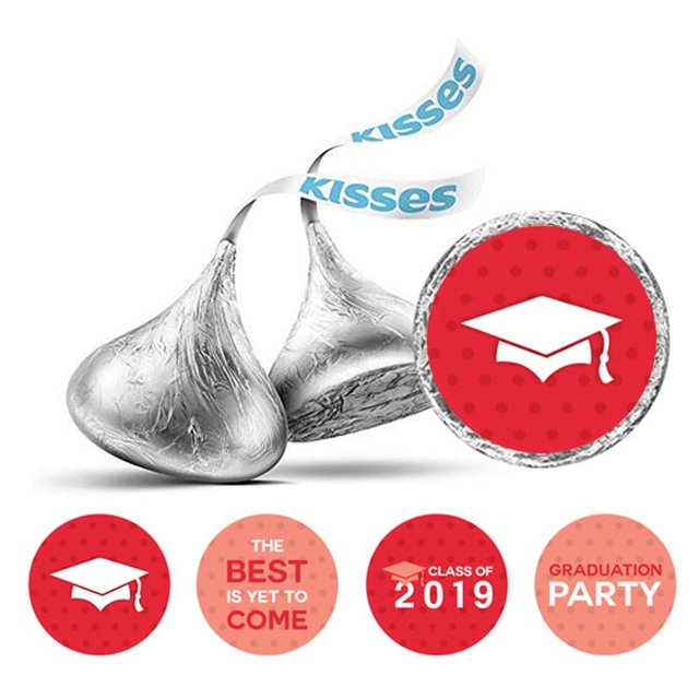 Darling Souvenir Candy 190 Pcs Graduation Theme Stickers DIY Chocolate Labels-Red & Peach