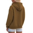 thumbnail image 4 of Women's Zip Up Cargo Sweatshirts Hoodies Loose Versatile Long Sleeve Casual Outerwear Jackets with Pockets Brown L, 4 of 5