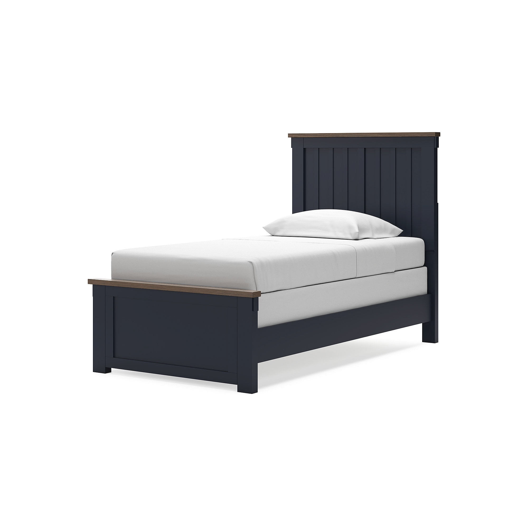 Signature Design by Ashley Landocken Twin Panel Kids Bed, Blue and Brown Finish