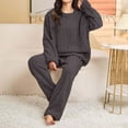 thumbnail image 6 of lcziwo Women's Fleece Pajama Sets Winter Warm Fuzzy Ribbed Sleepwear Comfy Soft Fluffy Pjs 2 Piece Loungewear Plush OutfitsDark Gray,Free Size, 6 of 10