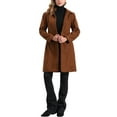 thumbnail image 2 of Allegra K Lapel Coats for Women's Button Down Single Breasted Long Sleeve Winter Pea Coat S Brown, 2 of 5