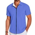 thumbnail image 2 of Men Polo T Shirts Short Sleeve Zipper Tees Shirts Slim Fit Blue T Shirts for Men, 2 of 8