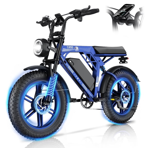 EggKing C200 750W Electric Bike for Adults, 20" Fat Tire E-Mountain Bikes, 48V 17.5Ah 28MPH Electric Bicycle, Full Suspension UL2849