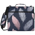 thumbnail image 2 of Zipper Binder with Shoulder Strap 2 inch 3 Ring Waterproof File Folder Organizer Bag 500 Sheet Pink and Gray Feathers Pattern, 2 of 8