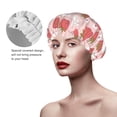 thumbnail image 4 of Kdxio Floral Strawberr Print Shower Cap for Women,Elastic and Reusable,Double Waterproof Layers Bathing Hat, 4 of 9