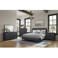 thumbnail image 3 of Queen Waterfall Panel Bed - Elm Veneer, Peppercorn Finish, Black. Modern Bedroom Furniture. 91.75" Queen Bed Frame. Channel Headboard & Waterfall Footboard. Elegant Bedroom Decor., 3 of 5