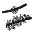 thumbnail image 4 of 2 piezas de ligas de novia con patrón de flores, accesorios de liga de encaje para baile de graduación Negro, 4 of 9