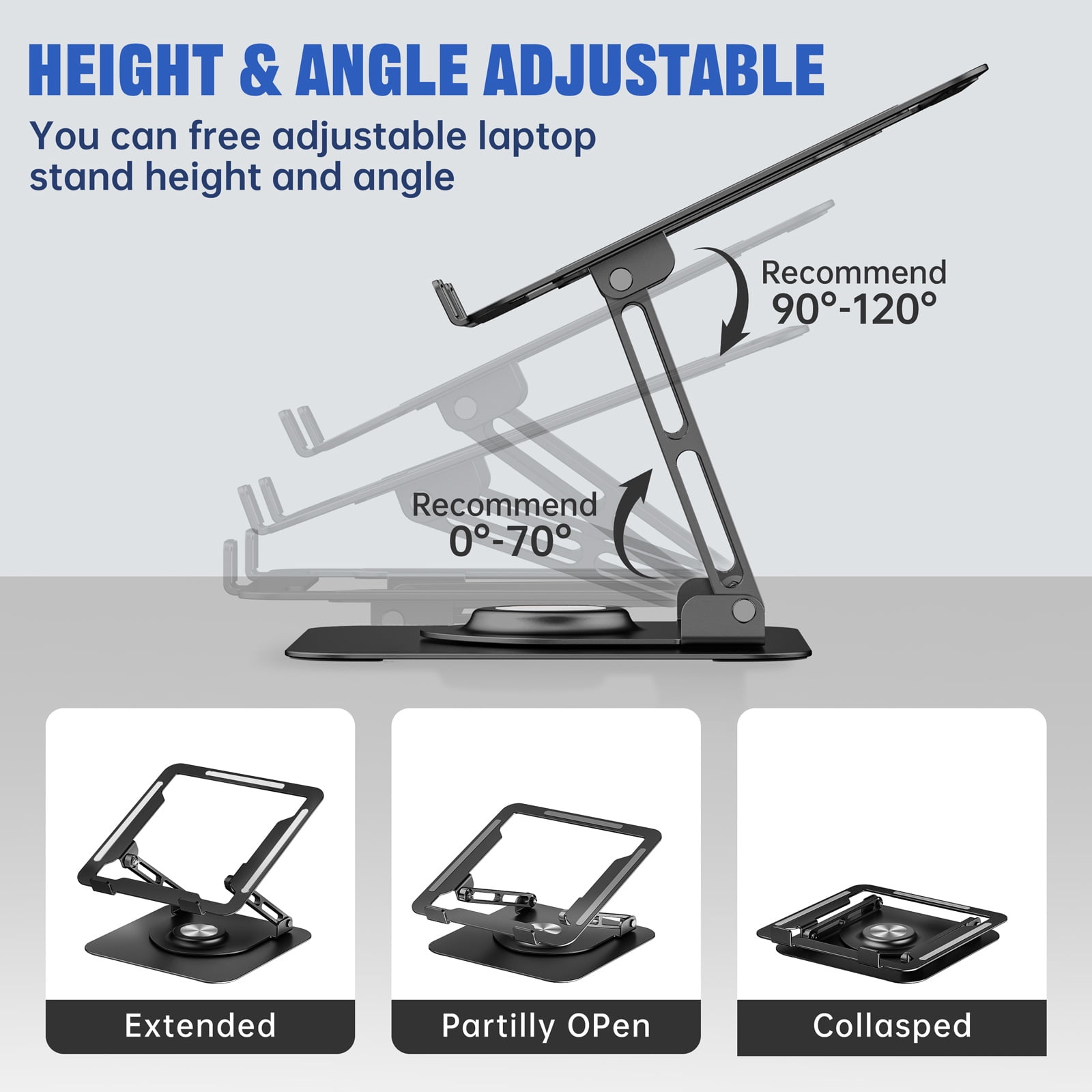 Laptop Stand for Desk, JOYEKY Aluminium Alloy Adjustable  360° Ergonomic Riser for 10-16" Laptops