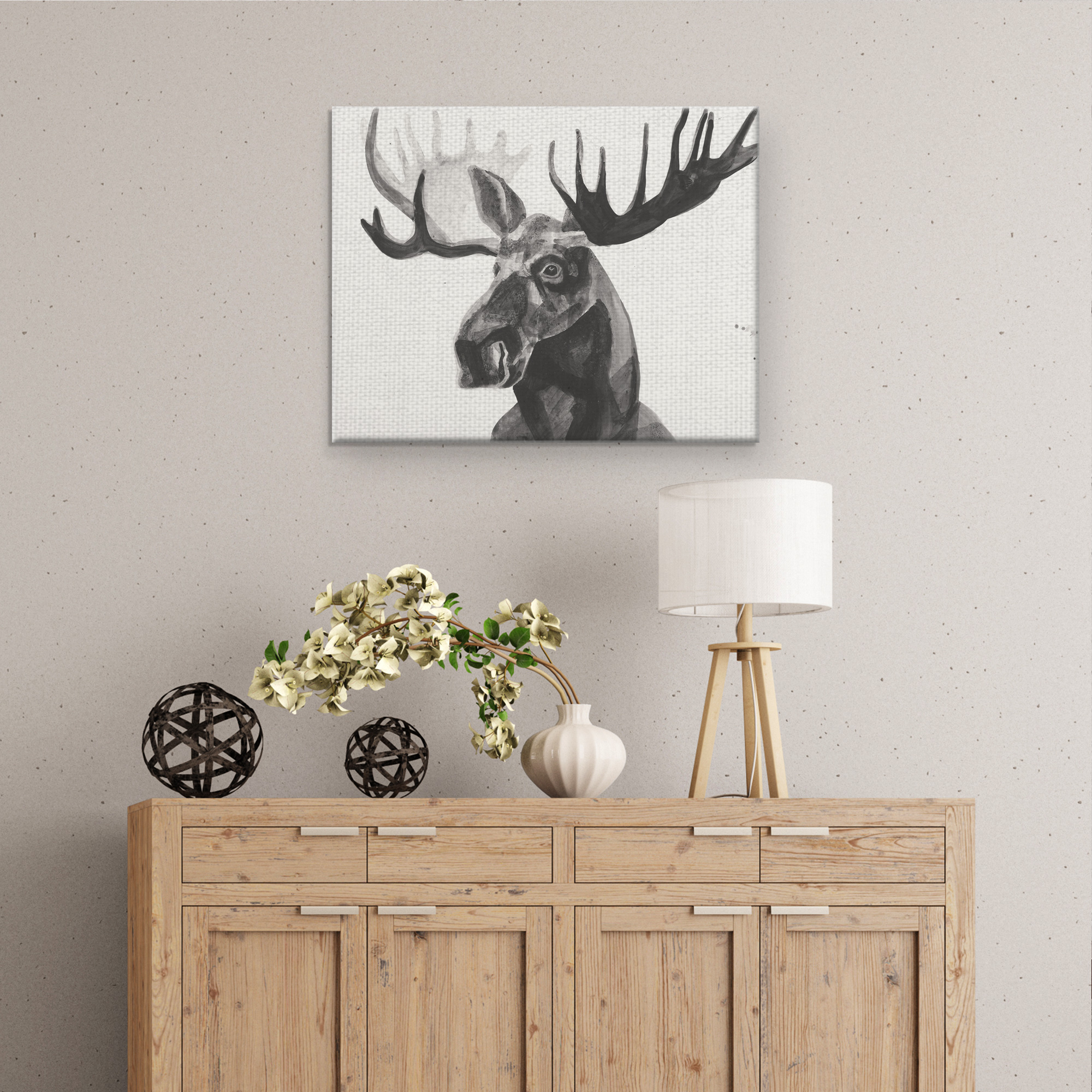 Masterpiece Art Gallery Watercolor Moose by Ben Gordon Canvas Photo Graphic Art Print 22" x 28"