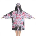 thumbnail image 2 of French Bulldog and Flower Blanket Hoodies for Kids 6-13YR Oversize Wearable Blanket Hoodies for Boys Girls Teens, 2 of 7