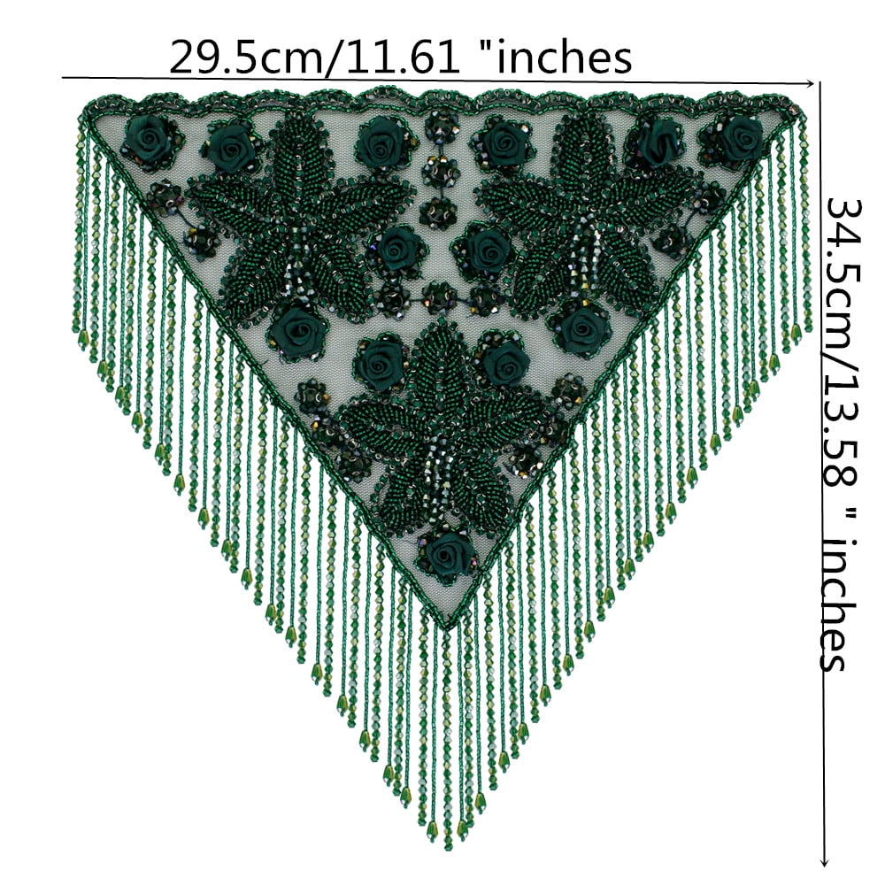 Beading Fringe Tassel Patches Satin Rose Applique Epaulets Shoulder Board Applique Collar Sew on Wedding Dress Decorative 1 piece