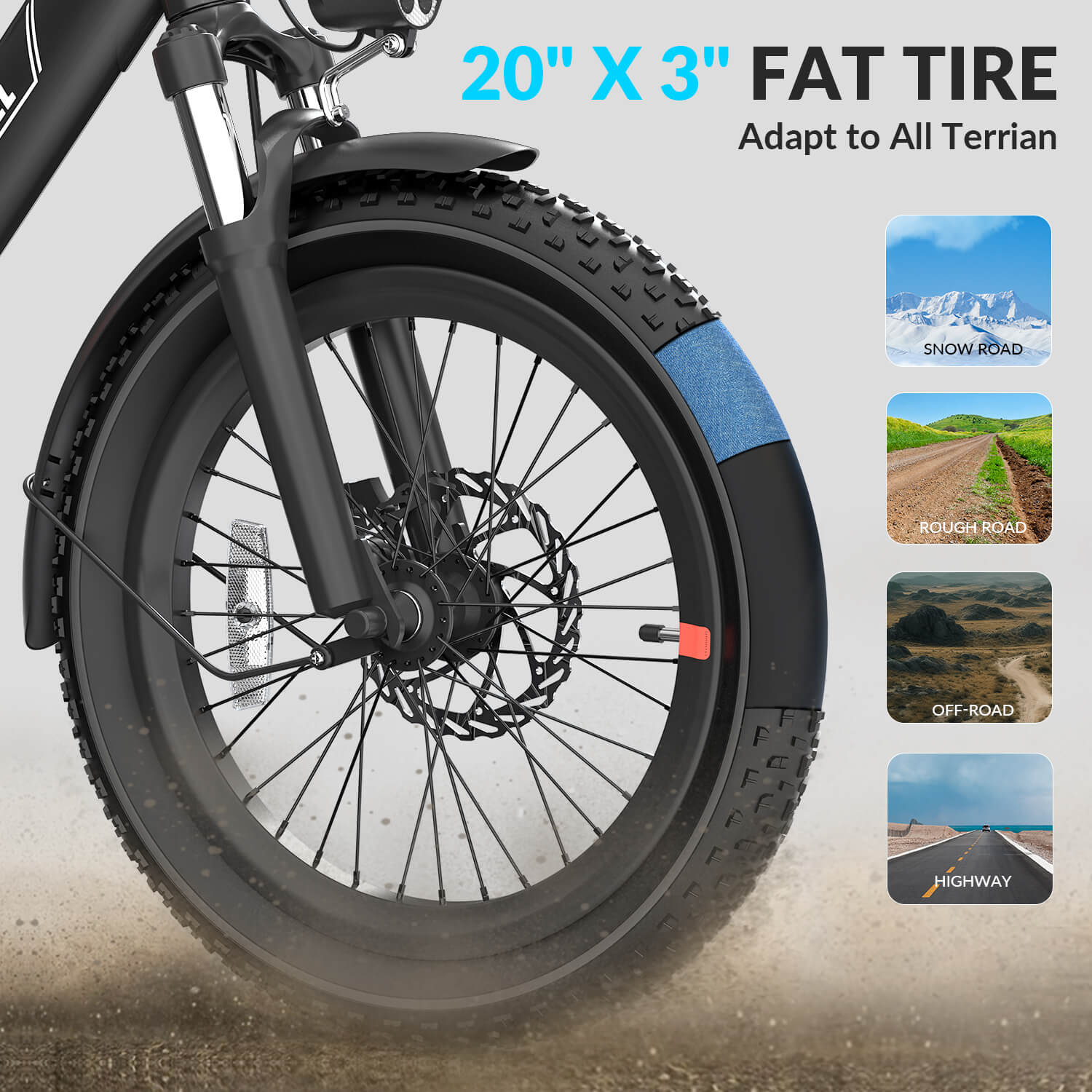 5TH WHEEL W11B 20" Fat Tire Electric Bike, Black photo 6