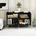 thumbnail image 3 of MROJISC Black Accent Cabinet,47.8'' Hollow Carving Storage Cabinet with 4 Doors for Entryway,Living Room,Bedroom,Dinning Room, 3 of 6