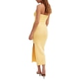 thumbnail image 5 of Biekopu Women Summer Midi Bodycon Dress Solid Color Strapless Boat Neck Backless Tube Slit Party Knit Dress, 5 of 8