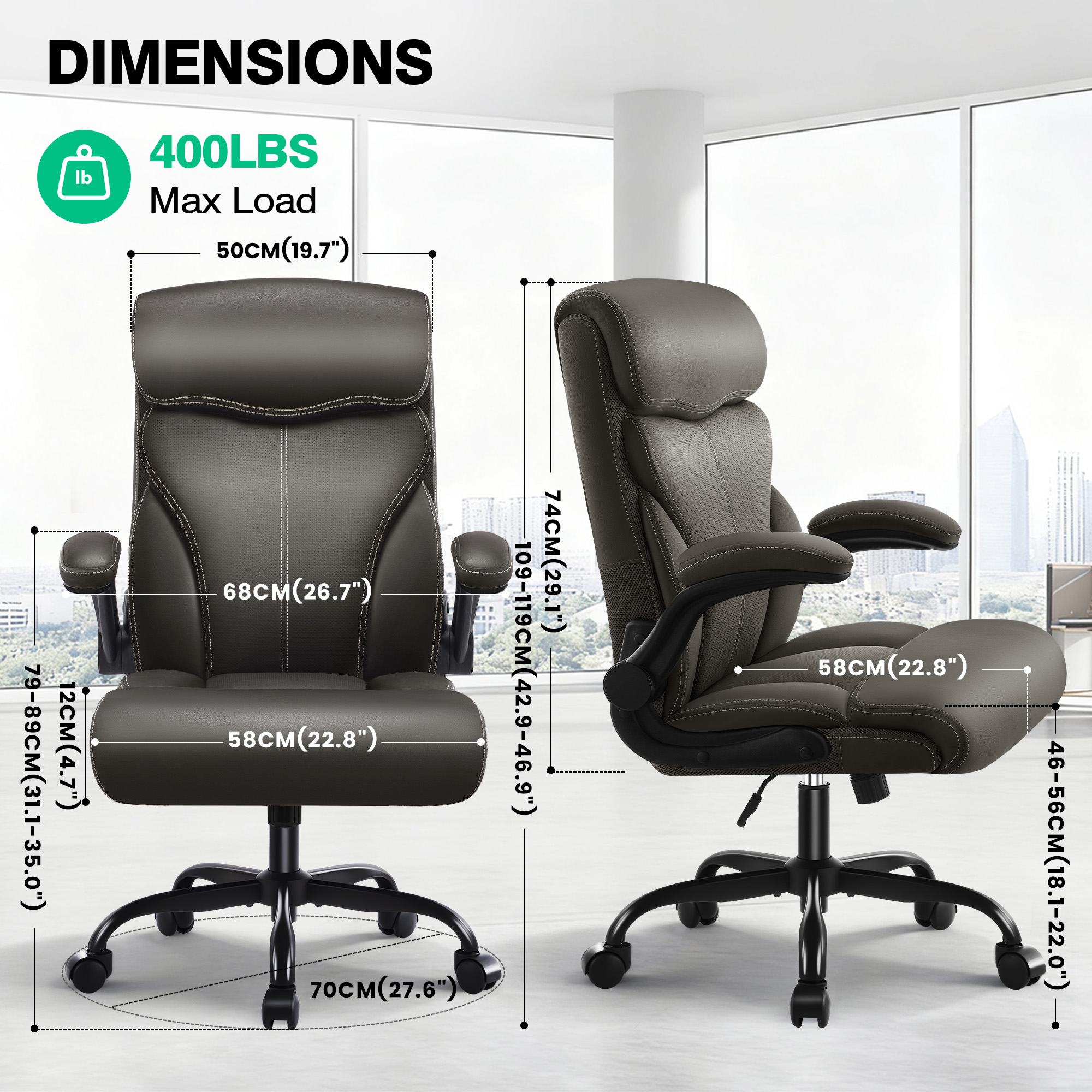 Dhole Executive Ergonomic Office Chair - High Back Mesh Desk Chair with Lumbar Support, 4D Armrests, Tilt Function & Breathable Mesh for Home Office (Brown)