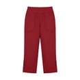 thumbnail image 5 of Nestiefly Capri Pants for Women - Split Button Elastic Waist Bermuda Knee Length Cotton Linen Capris Summer Casual Pedal Pushers with Pockets 2026 Red XL, 5 of 7