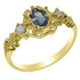 thumbnail image 1 of LBG British Made 9k Yellow Gold Natural Sapphire & Opal Womens Anniversary Ring - 33 size options - Size 6.25, 1 of 1