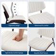 thumbnail image 4 of Dining Chairs Set of 6, Mid-Century Modern Upholstered Retro PU Leather Kitchen Chairs with Walnut Bentwood Back and Metal Legs Adjustable Feet for Kitchen Dining Room, White Shell Strips, 4 of 7