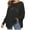 Black, variant on Lovskoo Sweaters for Women Long Sleeve Trendy Dolman Sleeve Loose Hollow Out Irregular Knitted Pullover Sweater Black