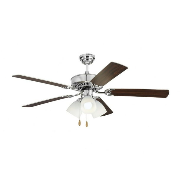 52 Inch 5 Blade A19 Led Ceiling Fan With Light Kit In Chrome Silver Matte White Com 52 Inch 5 Blade A19 Led Ceiling Fan, 52 Ceiling Fan With Light