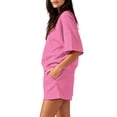 thumbnail image 4 of Sheghy Two Piece Sets for Women Summer Cotton Women Casual Resort 2 Piece Set Sleeveless Stand Collar Striped Half Button Top & Elastic Waist Shorts, 4 of 9