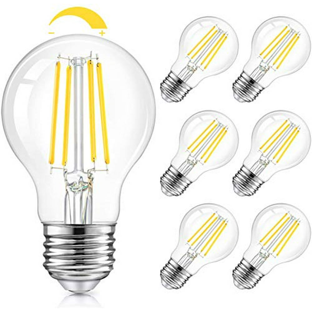 LED A19 Dimmable Light Bulbs 100W Equivalent, Vintage E26 Edison Bulbs