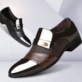 thumbnail image 2 of Zapatos de cuero para hombre, zapatos casuales de negocios, zapatos formales de otoño y verano de talla grande, zapatos casuales sin cordones y transpirables para hombre, 2 of 6