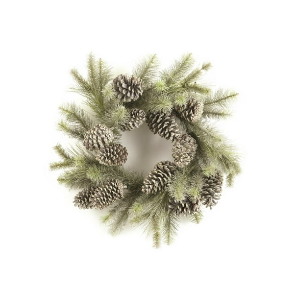Napa Home and Garden 24" Unlit Brown/Green Glittered Pine Artificial Christmas Wreath