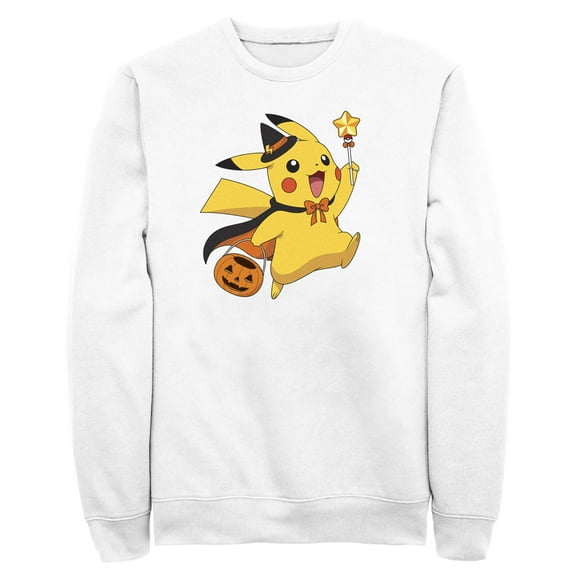 Men's Pokemon Halloween Pikachu Wizard Sweatshirt White Medium