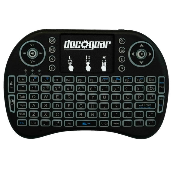 Deco Gear 2.4GHz Wireless Backlit Keyboard Smart Remote with Touchpad Mouse - STV300BK