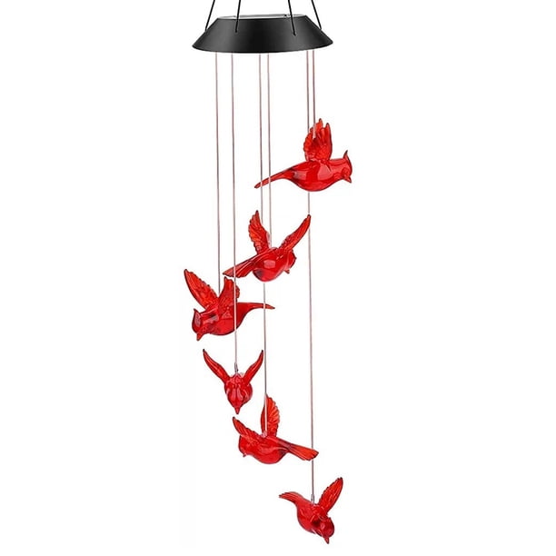 Campanas de viento solares, lámpara colgante LED con energía solar impermeable que cambia de color para decoración al aire libre