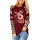thumbnail image 1 of Pntutb Mujeres Navidad Leopardo Manga Larga O-Cuello Impreso Casual tops Camiseta Pntutb Pntutb-6480, 1 of 5