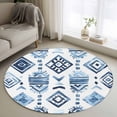 thumbnail image 3 of 3.3ft Washable Round Rug, Bohemia Non-Slip Circle Area Rug for Entryway Bedroom, Blue Argyle Abstract Geometric Texture Ethnic Style Indoor Accent Floor Mat for Home Decor, 3 of 9