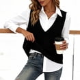 thumbnail image 4 of GZMOALH Women's Acrylic V Neck Sleeveless Sweater Vest, Relaxed Knit Pullover with Ribbed Neckline and Hem, 4 of 5
