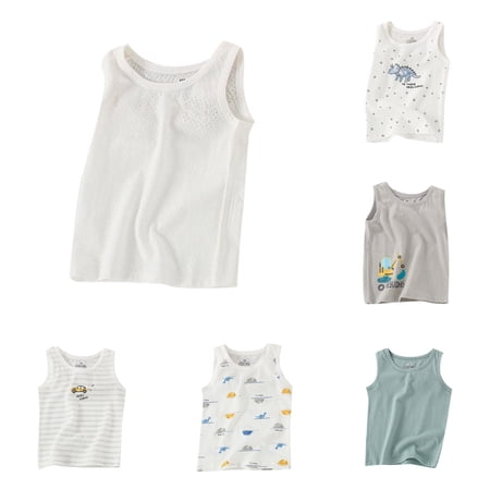 CUZIBR Boys Tops Toddler Sleeveless Tank Top T Shirts Crewneck Solid Color Mesh Undershirts Athletic Performance For Kids 18M 13Y Tee Light Yellow 5-6 Years