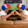 thumbnail image 3 of Mardi Gras Synthetic Wig Carnival Curly Colored Wig Hair 2026 Soccer Sport Cup Fan Wig Red White Blue Flag Soccer Fans Support Wig for Gift Party Supplies Comfortable Breathable(C), 3 of 4