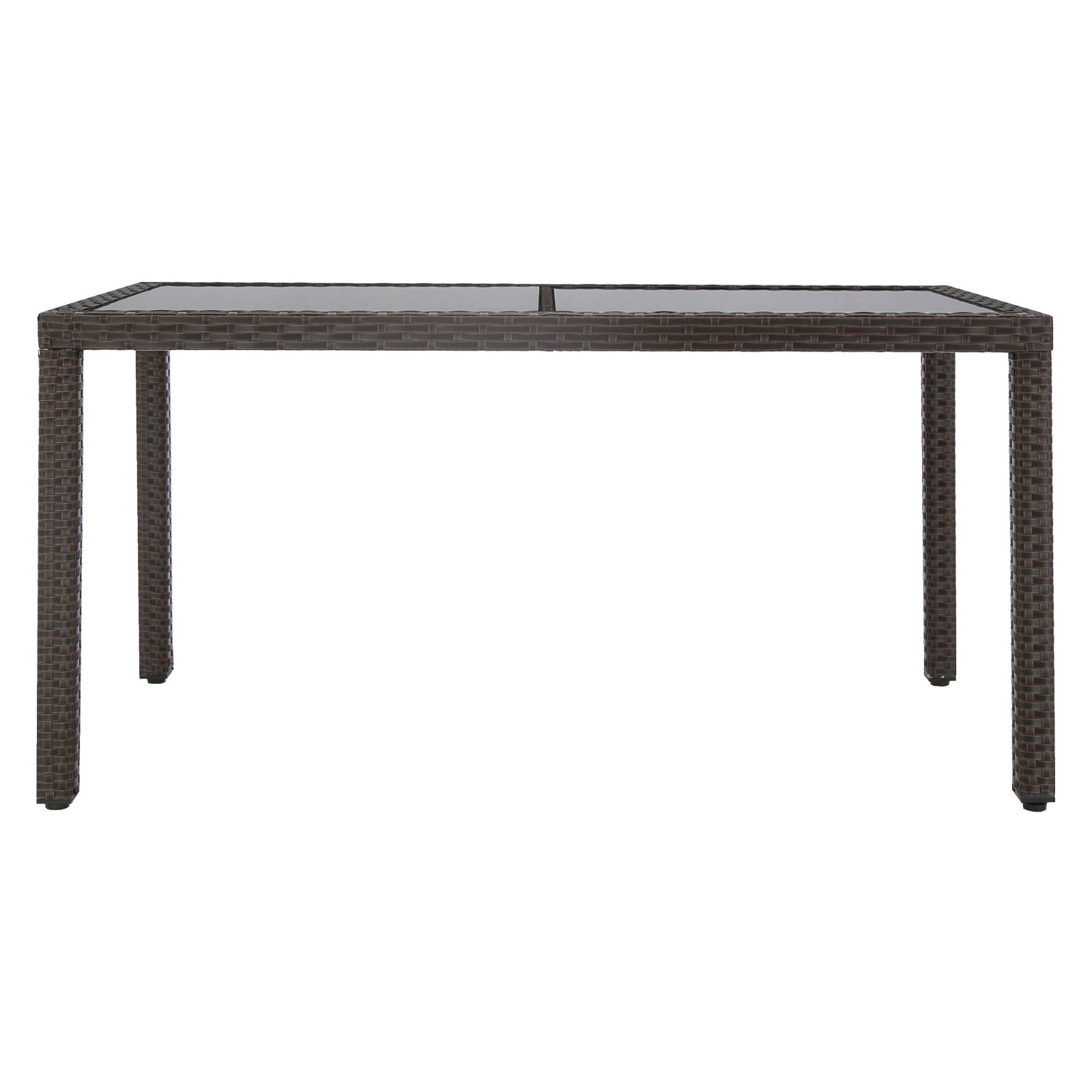 Baner Garden  Outdoor Patio Resin Wicker Steel Rectangle Dining Table Furniture, Chocolate - 57.1 x 30.3 x 28.5 in. - image 3 of 5