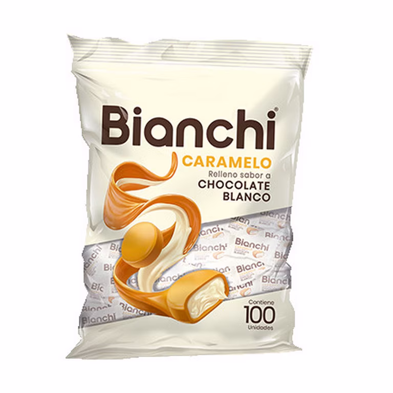 BIANCHI Caramel Candy With Milk Chocolate Center – Caramelo con Chocolate Blanco 400g – Imported from Colombia