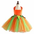 thumbnail image 2 of Huanglei Halloween Pumpkin Puff Sleeve Dress For Girls With Headband Party Performance Kids (D), 2 of 5