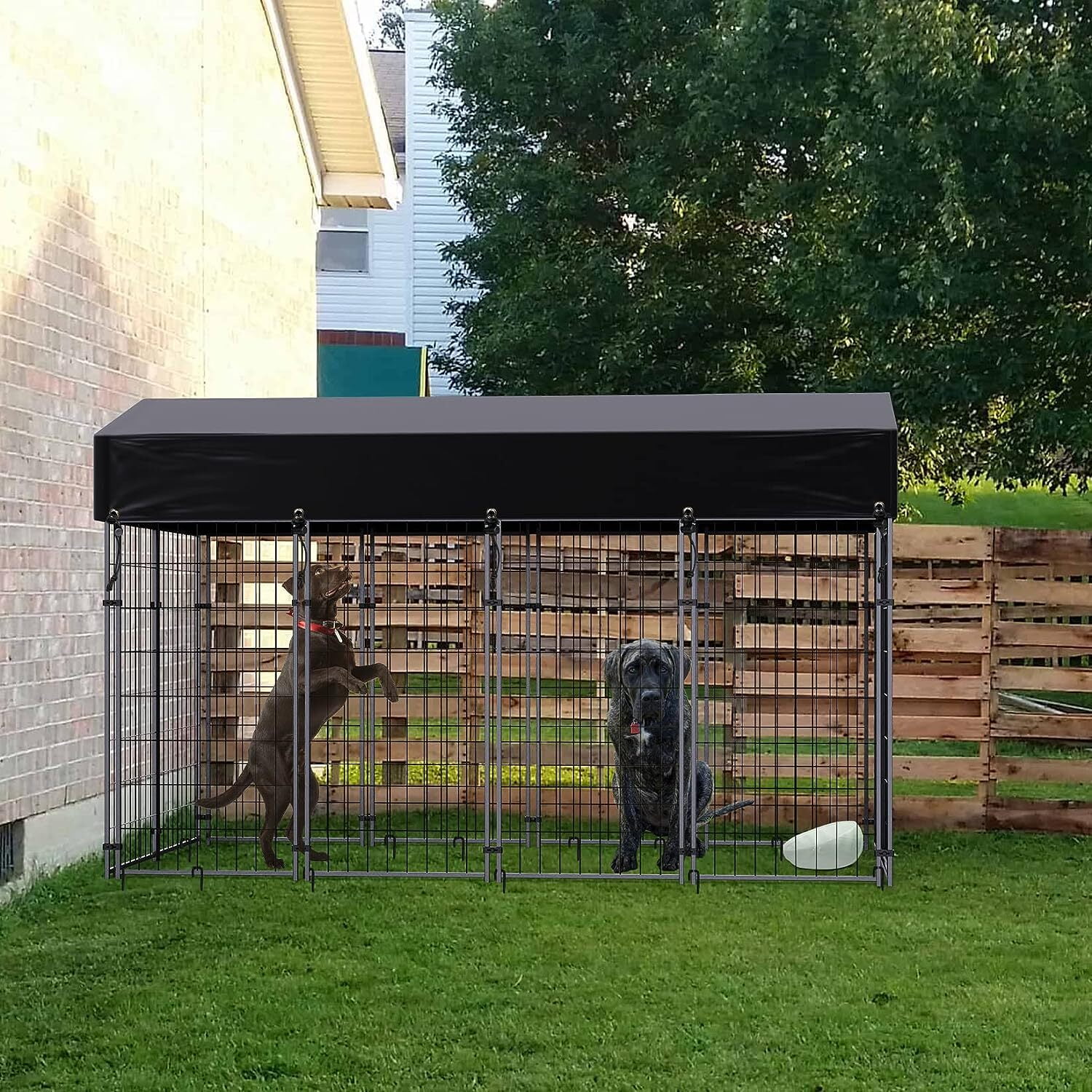 Wisfor Oversized Dog Kennel Heavy Duty Pet Playpen House Pet Crate With Waterproof Sun Shadow Cover