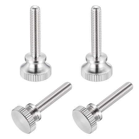 Uxcell 12Pcs M4x20mm Knurled Thumb Screws, 304 Stainless Steel Flat Head Thumb Screws with Shoulder Grip Knobs, Hand Tighten Bolts Fasteners - Machine Mounting Use, Silver