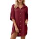 thumbnail image 1 of Vestido camisero de manga corta para mujer - Vestido informal de verano con botones y bolsillos irregulares, 1 of 5