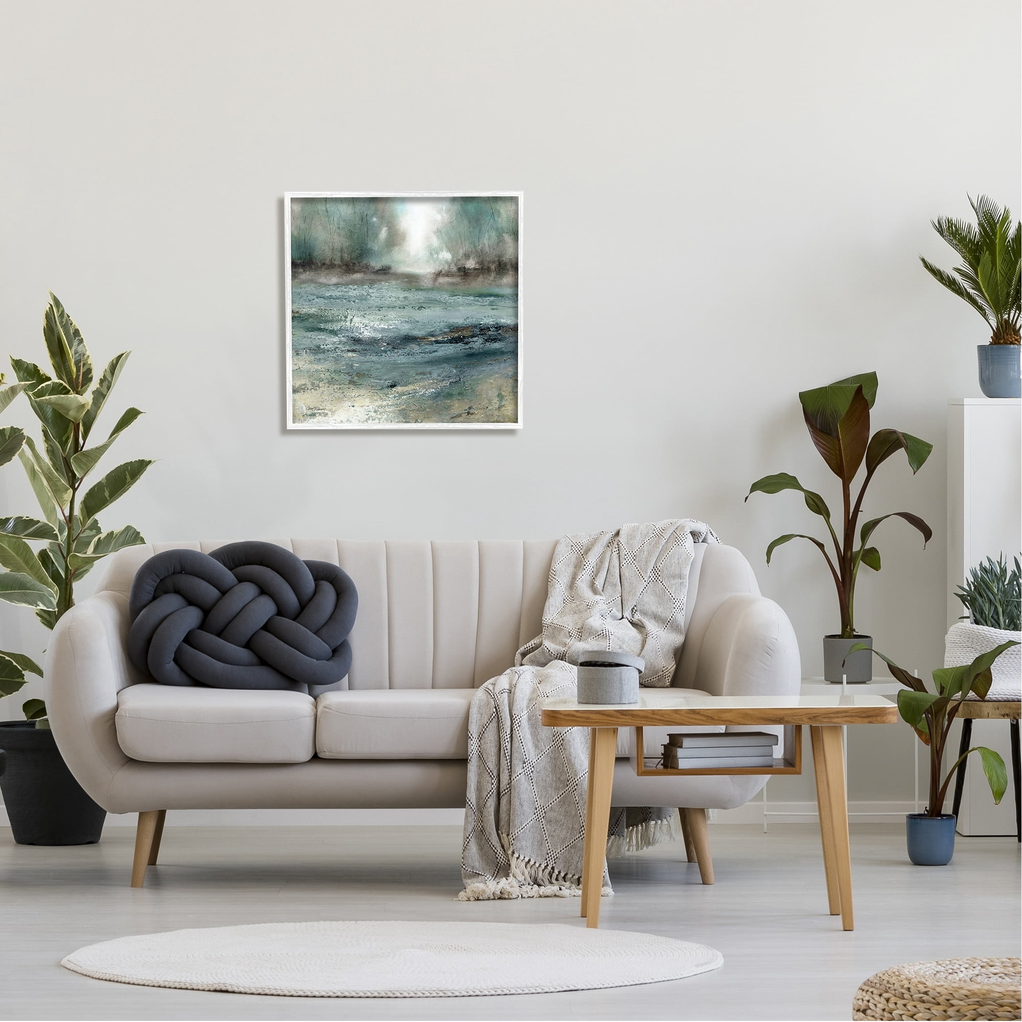 Stupell Industries Soothing Pond Nature Painting Abstract Blurred Trees Painting White Framed Art Print Wall Art, Design by Carol Robinson