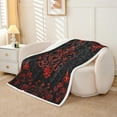thumbnail image 2 of Manfei Victorian Damask Throw Blanket for Couch 60x80, Vintage Baroque Floral Plush Blanket, Black Red Fleece Throw, Breathable Bedroom Decor, 2 of 8
