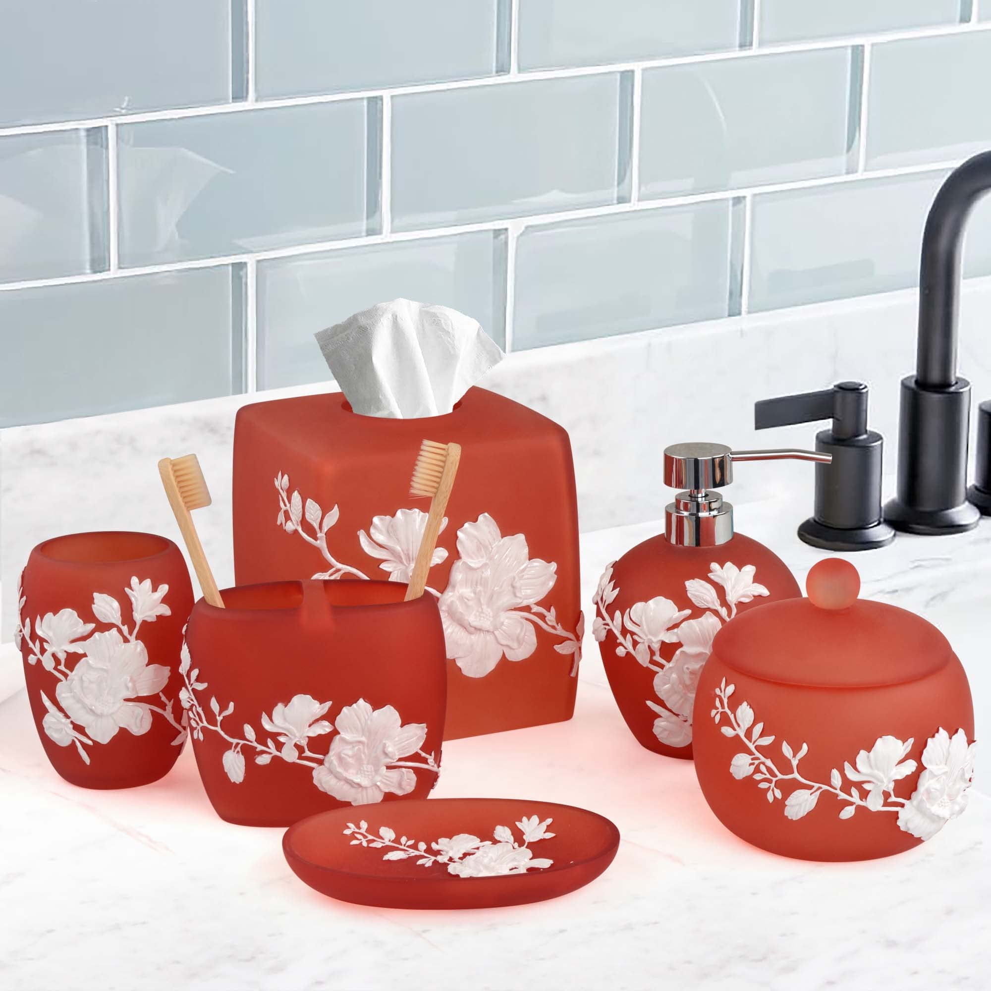 Decozen Bathroom Accessories Set of 6 Includes Soap Lotion Dispenser