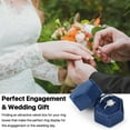 thumbnail image 7 of Velvet Double Slot Ring Holder Jewelry Box Antique Hexagon Geometric Ring Bearer Box for Premium Wedding Ceremony Proposal Engagement Ring boxes Photos Vintage Heirlooms Display (Blue), 7 of 7