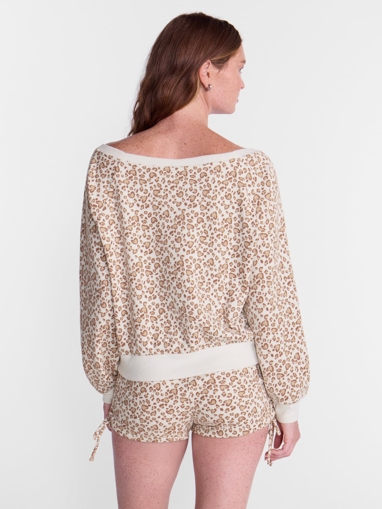 No Boundaries Waffle Knit Sleep Top, Women’s and Women’s Plus XS-2X