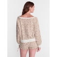 thumbnail image 3 of No Boundaries Waffle Knit Sleep Top, Women’s and Women’s Plus XS-2X, 3 of 5